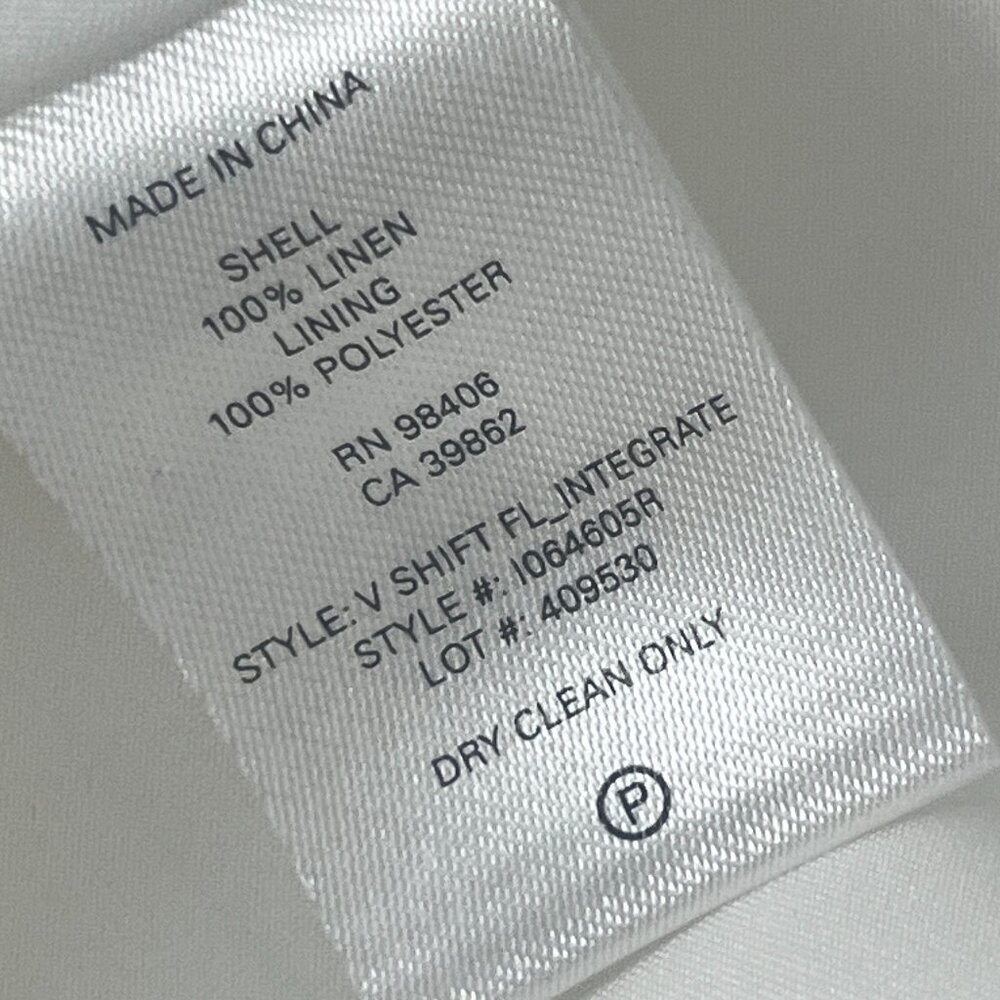 Theory White Linen Blend V Neck Shift Dress Minimalist Quiet Luxury Coastal - Picture 9 of 9